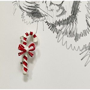Vintage Candy Cane Enamel Pin Christmas Brooch